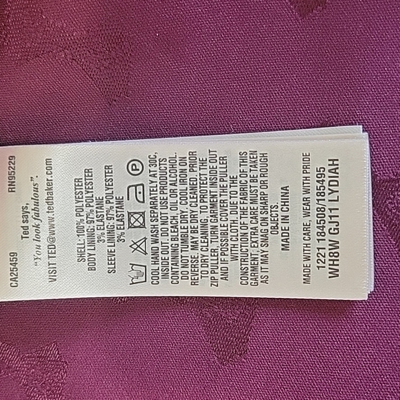 Ted Baker Lydiah crepe ruffle burgundy/wine rose-gold zip jacket women's size 0 - Picture 10 of 14